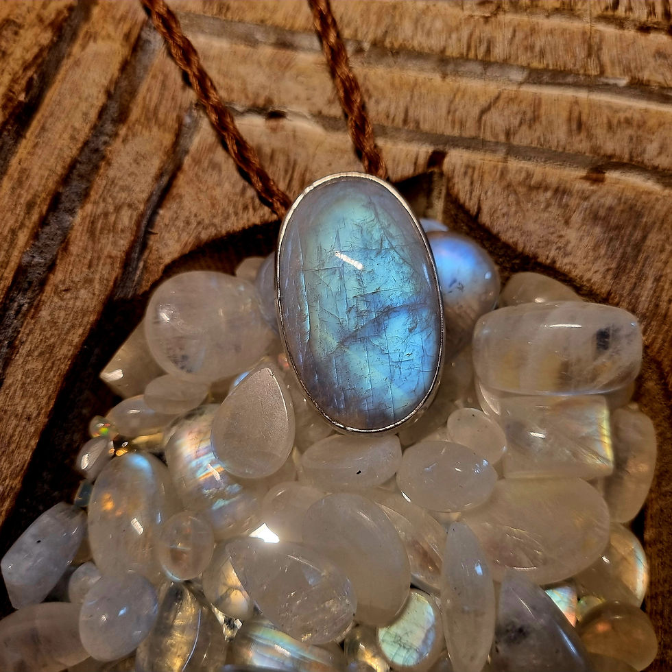 Thumbnail: Silver 925 Pendant - Rainbow Moonstone