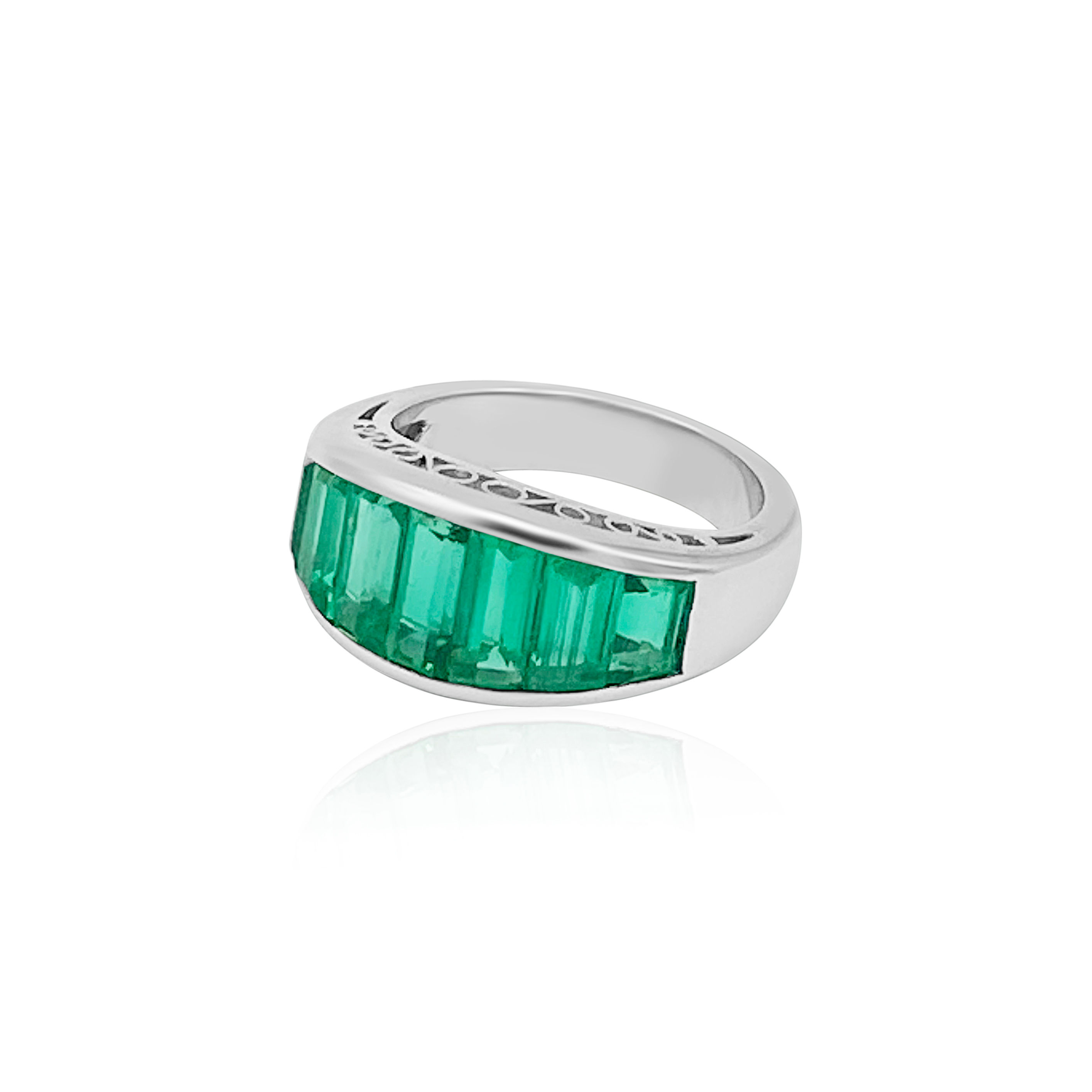 Green Emerald Channel Ring