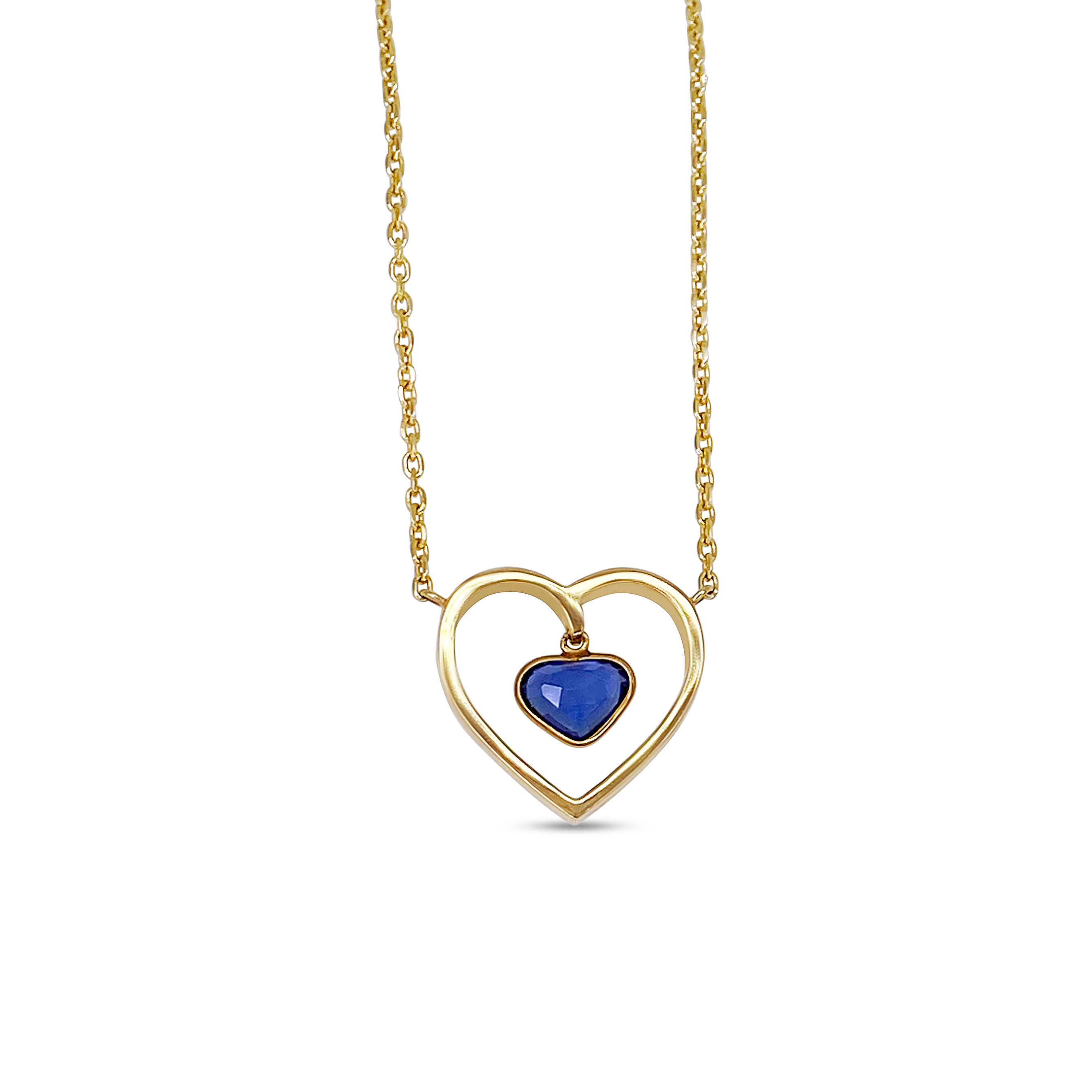 Double Heart Sapphire Necklace