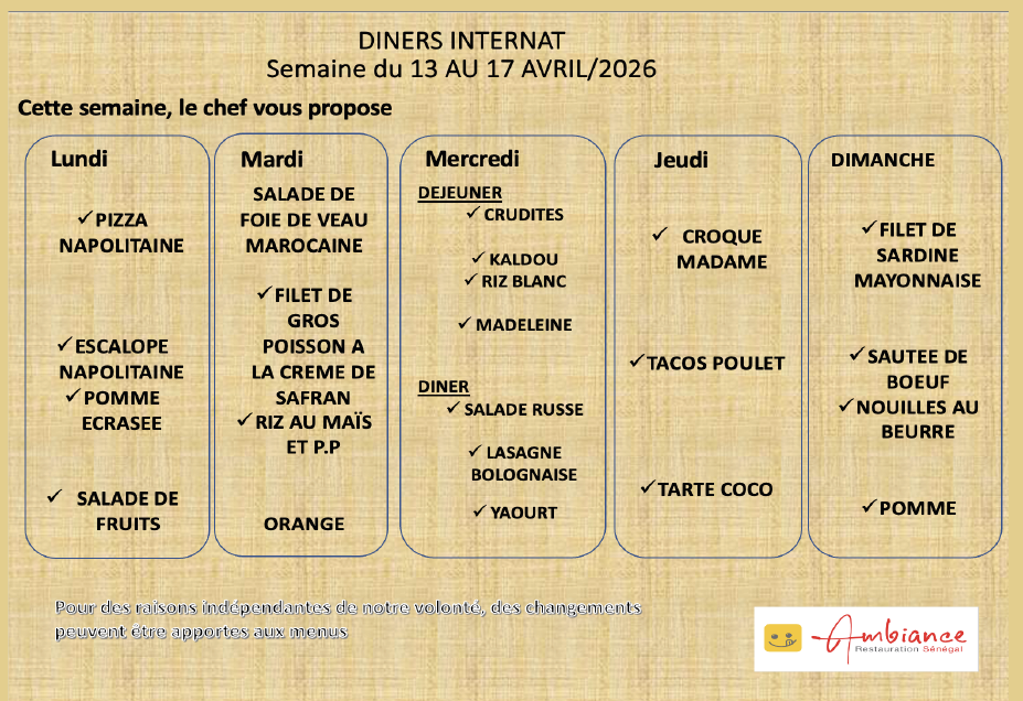 Menu internat