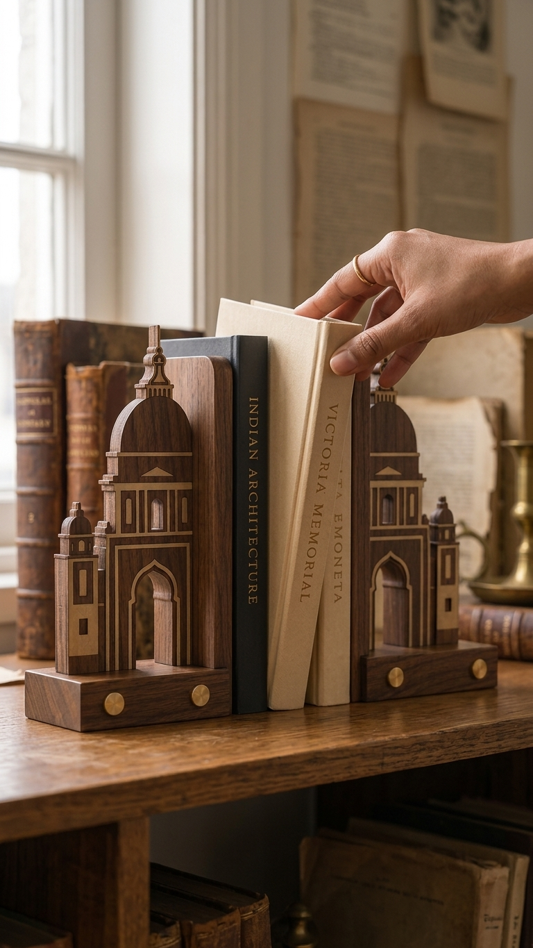 Thumbnail: Victoria Memorial Wooden Bookends