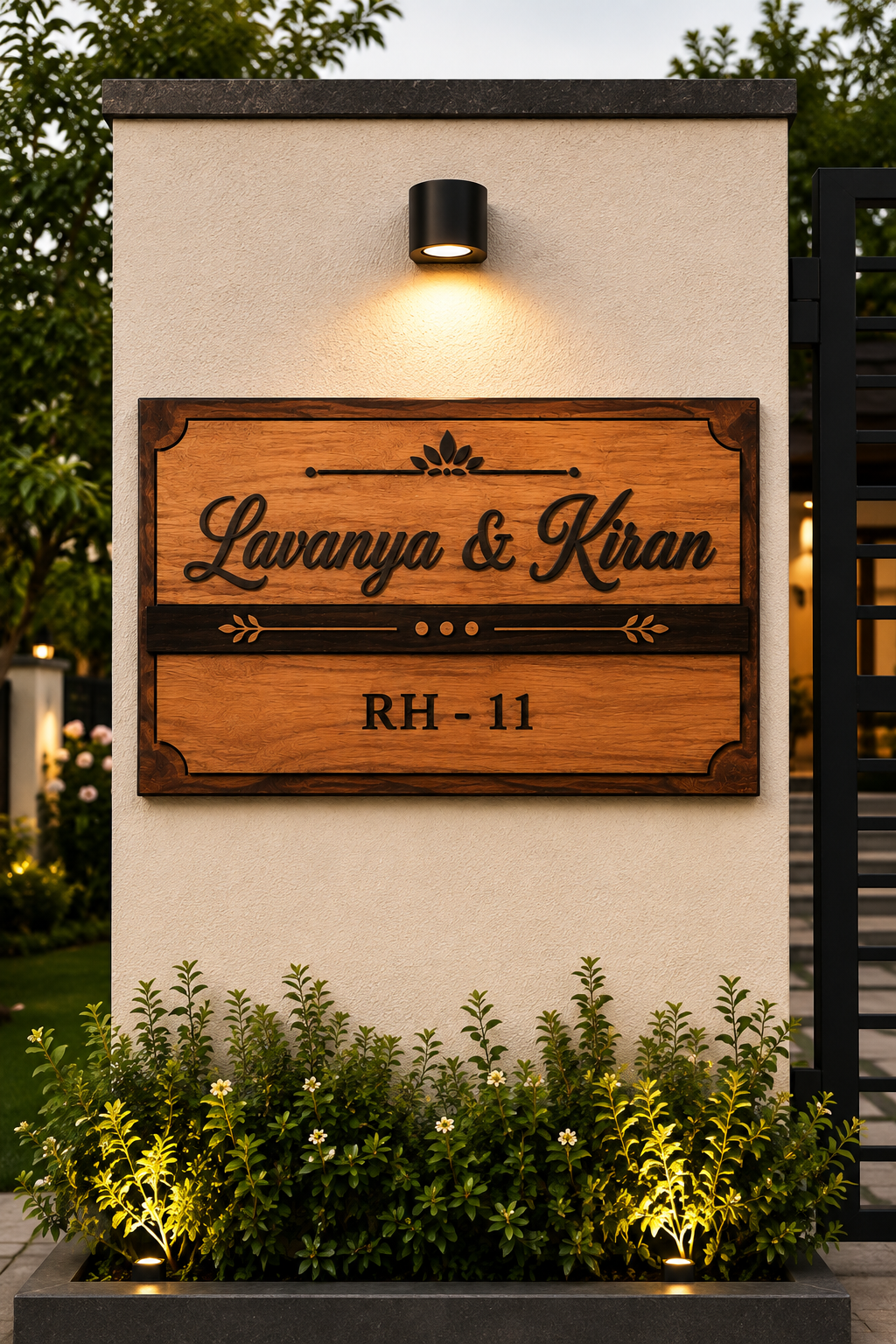 Personalized Wooden House Name Plate – Premium Teak Finish