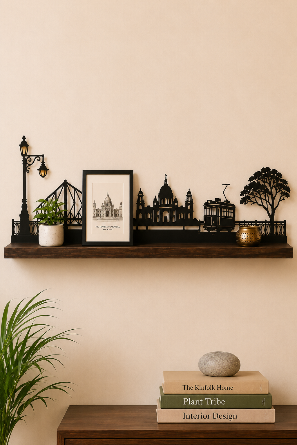Kolkata Skyline Wooden Silhouette Ledge