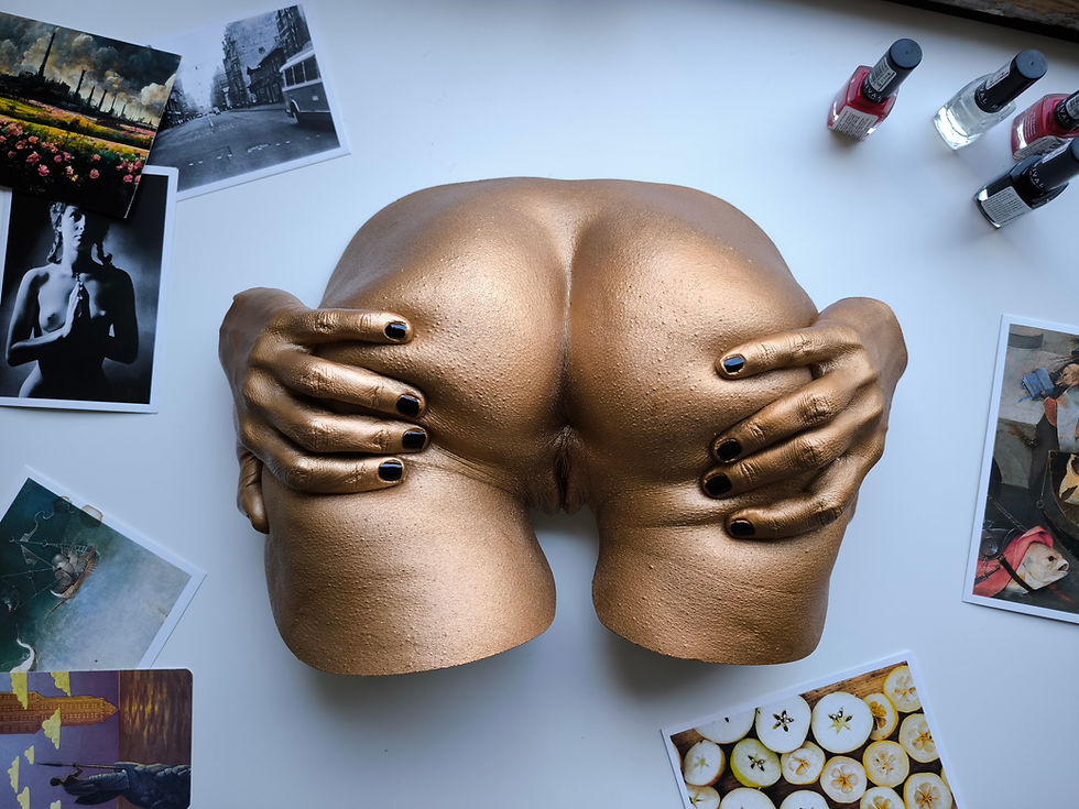 Margarita Secret Erotic Art Sculpture featuring a realistic female nude wall sculpture in artistic resin.