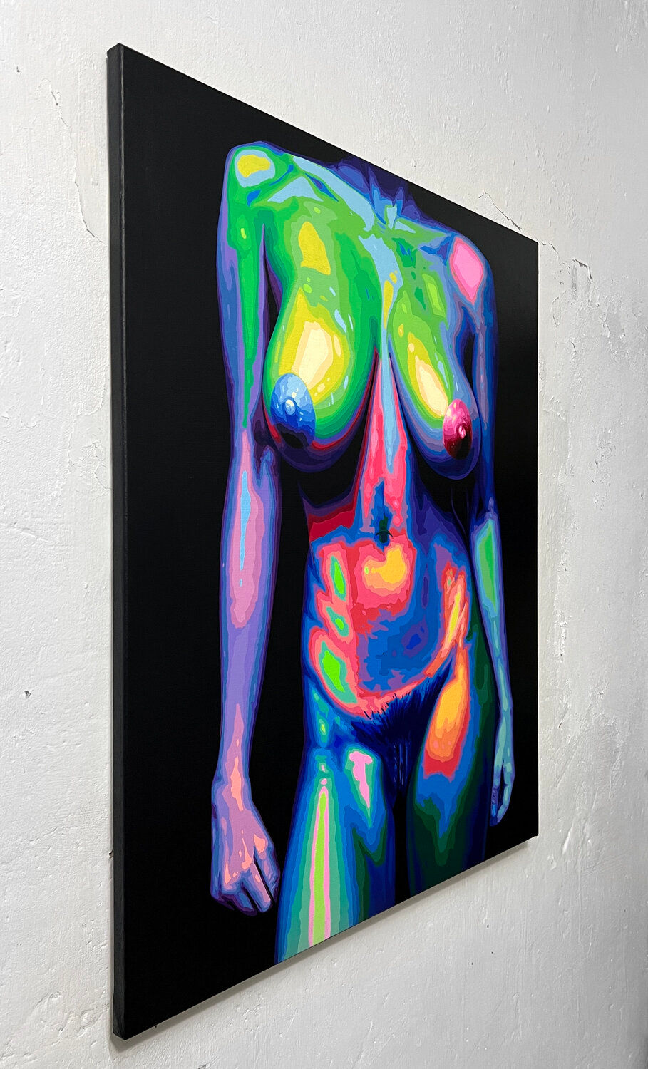 Miniature : Planta 993 – The Evolution of the Political System, peinture originale 2025 Frank Arias 🇪🇸, acrylique sur toile 73×60 cm, a