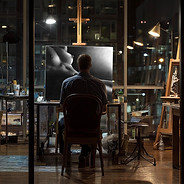 Filbert Arzelos travaillant dans son atelier – artiste peintre contemporain | Ero Art
