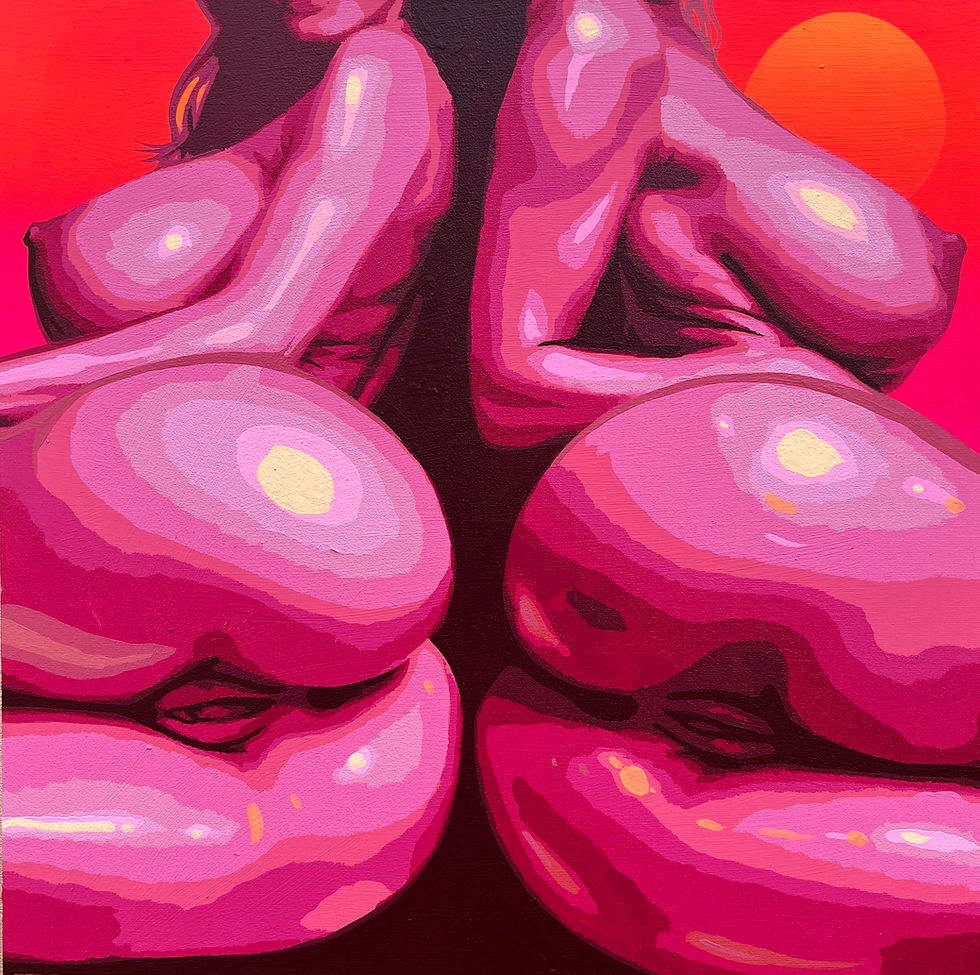 Pop art érotique Rio Rojo de Frank Arias, œuvre originale au spray et à l'acrylique sur toile.