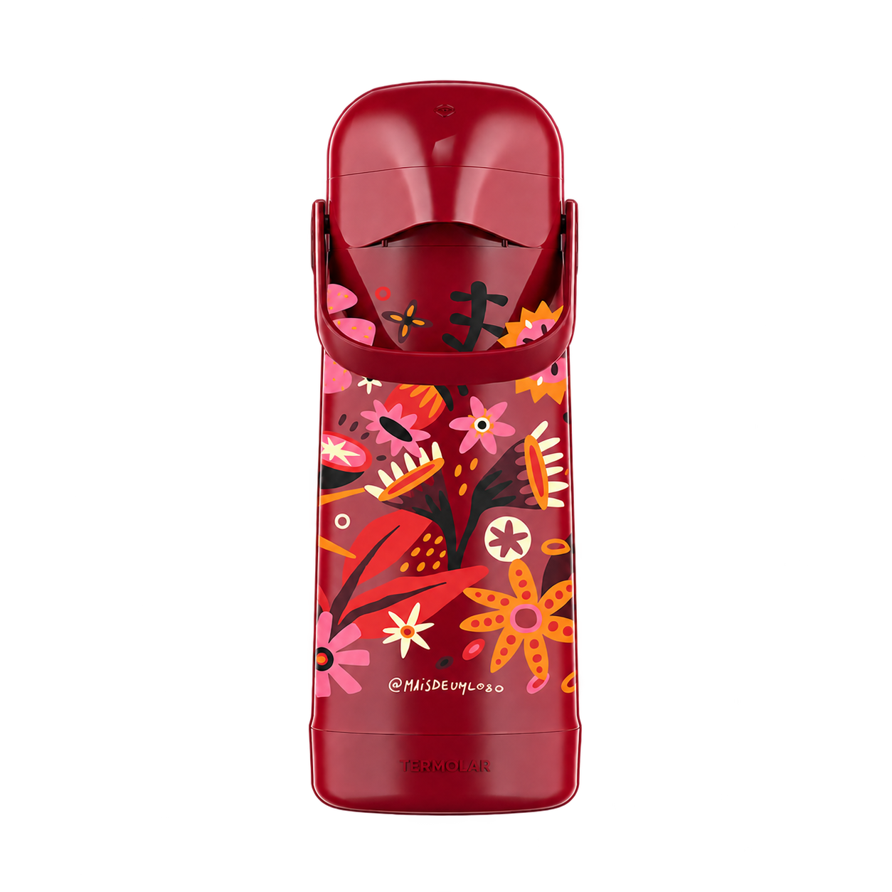 Garrafa térmica Magic Pump 1 L Vermelho / Flores BR