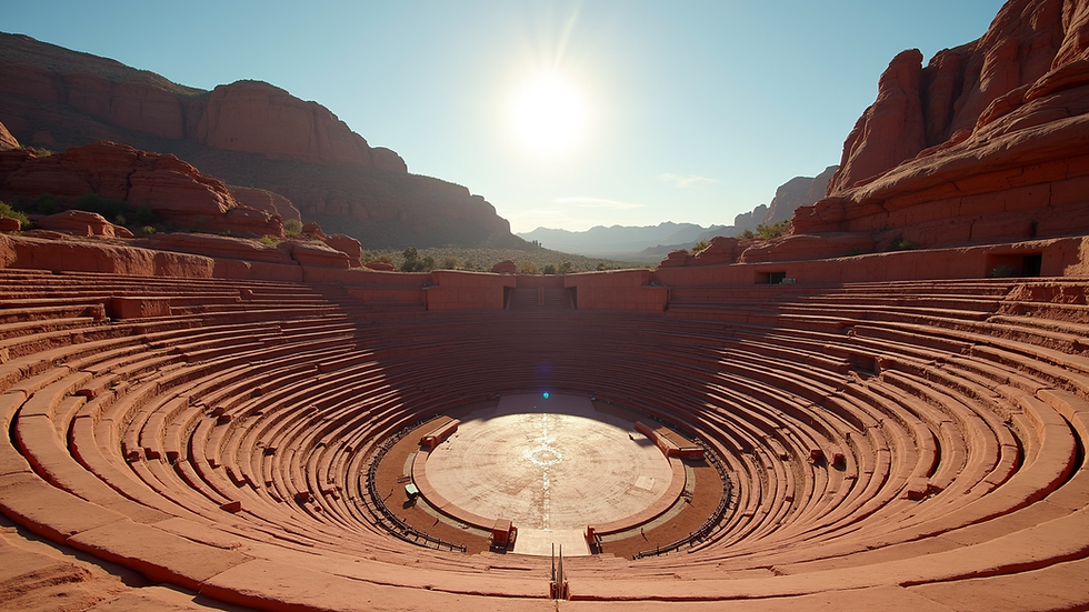Wide angle view of the iconic Red Rocks Amphitheatre