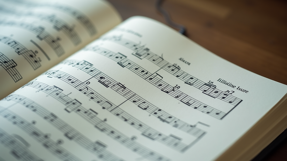 Eye-level view of a music sheet with numbered chord notation