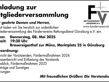 Einladung zur Mitgliederversammlung