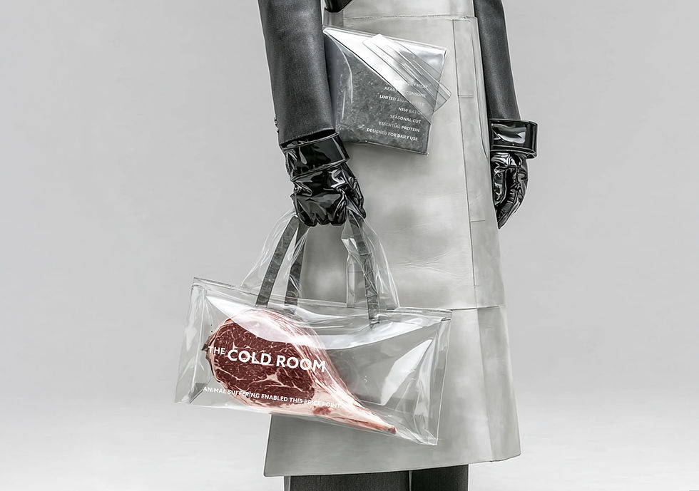 A moment between retail and exhibition. Meat becomes an object, the body a prop. The Cold Room disguises itself as luxury — and in doing so reveals precisely what we prefer not to see. IMAGE: AI created by Daniel Weiss
