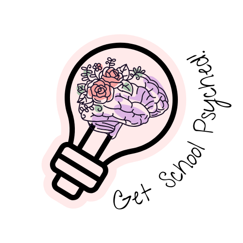 Get School Psyched logo- lightbulb with brain and flowers