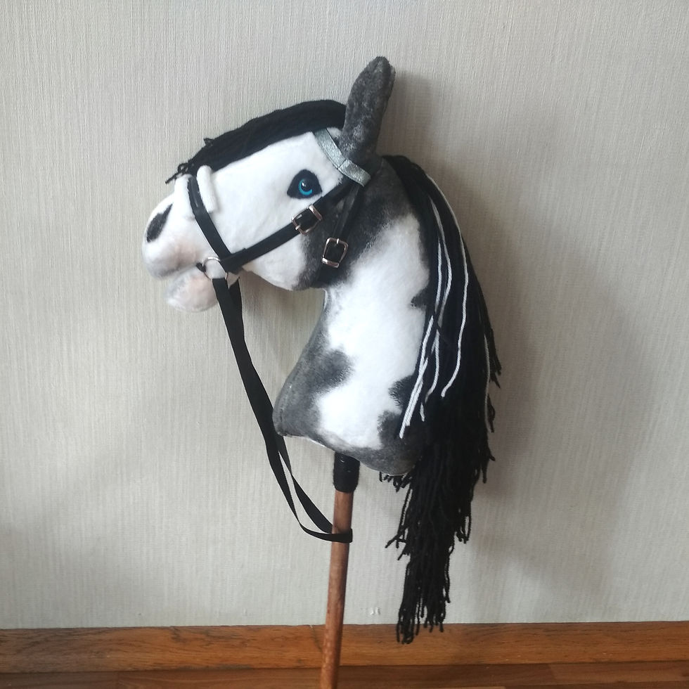Thumbnail: Paint Hobby horse black white - Realistic stick hobbyhorse for kids