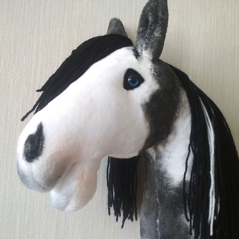Thumbnail: Paint Hobby horse black white - Realistic stick hobbyhorse for kids