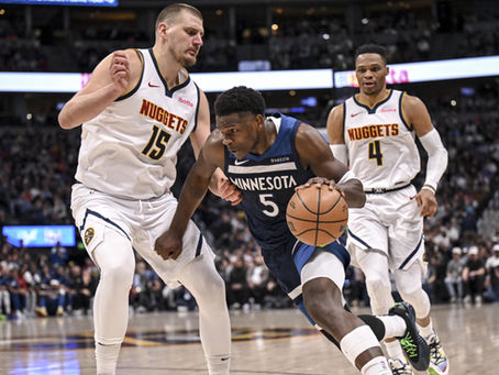 Minnesota Timberwolves Anthony Edwards and Denver Nuggets Nikola Jokic