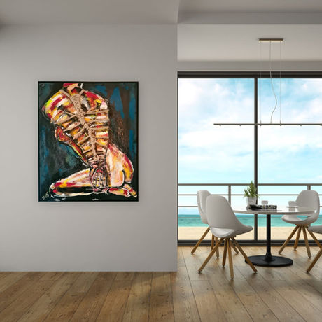 schilderij, expressie, shibari, portret