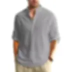 Thumbnail: New Long Sleeve Henley Shirt Men Cotton Lightweight T-Shirts Men Breathable