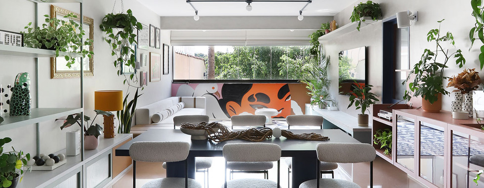 Música de Barbatuques inspira apartamento colorido de 90 m²