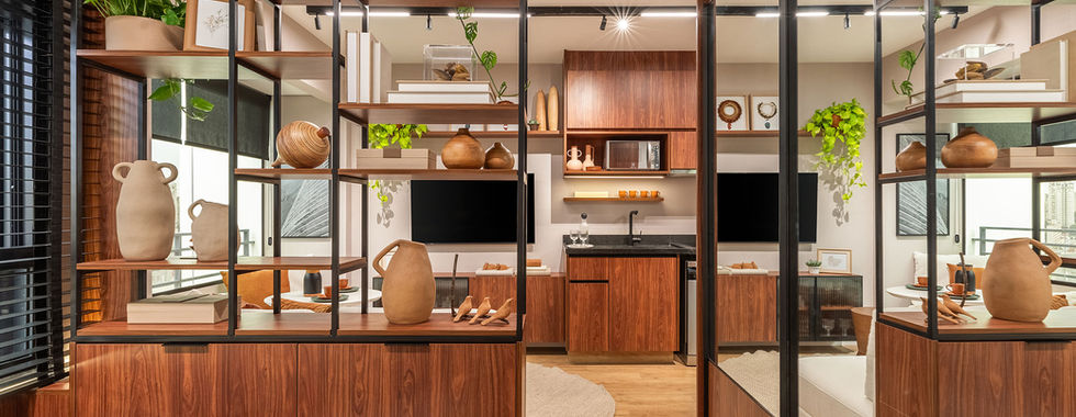 Cores setorizam ambientes neste estúdio de apenas 28 m²