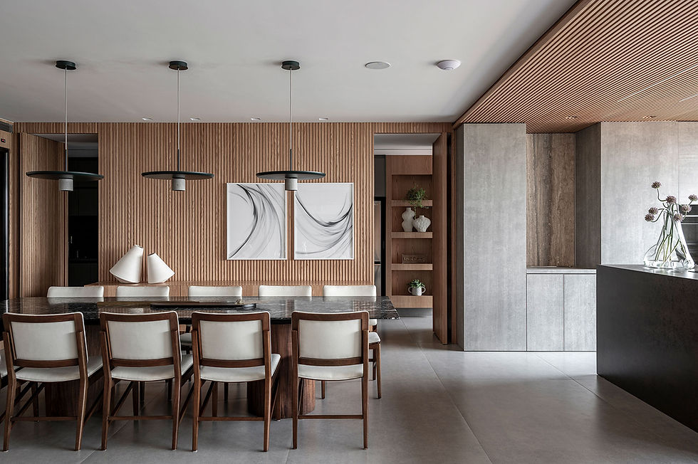 Apartamento de 250 m² ganha elegância e fluidez com paleta neutra