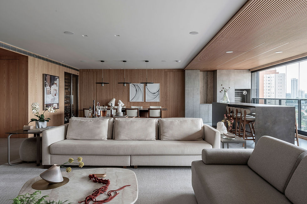 Apartamento de 250 m² ganha elegância e fluidez com paleta neutra