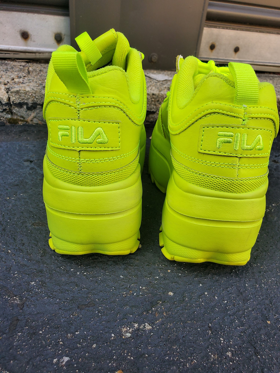 Thumbnail: Neon Green Fila Platform Sneakers