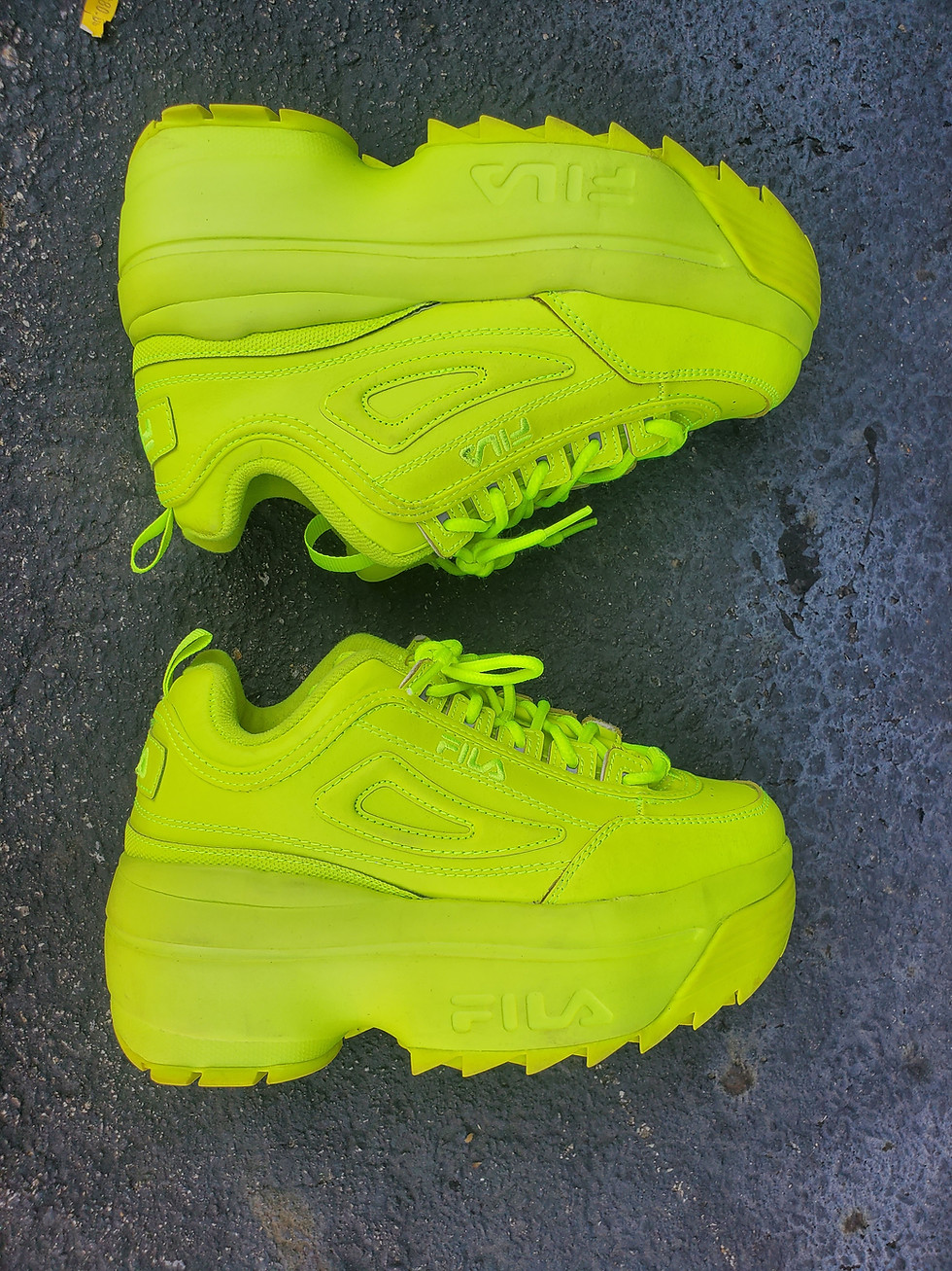 Thumbnail: Neon Green Fila Platform Sneakers