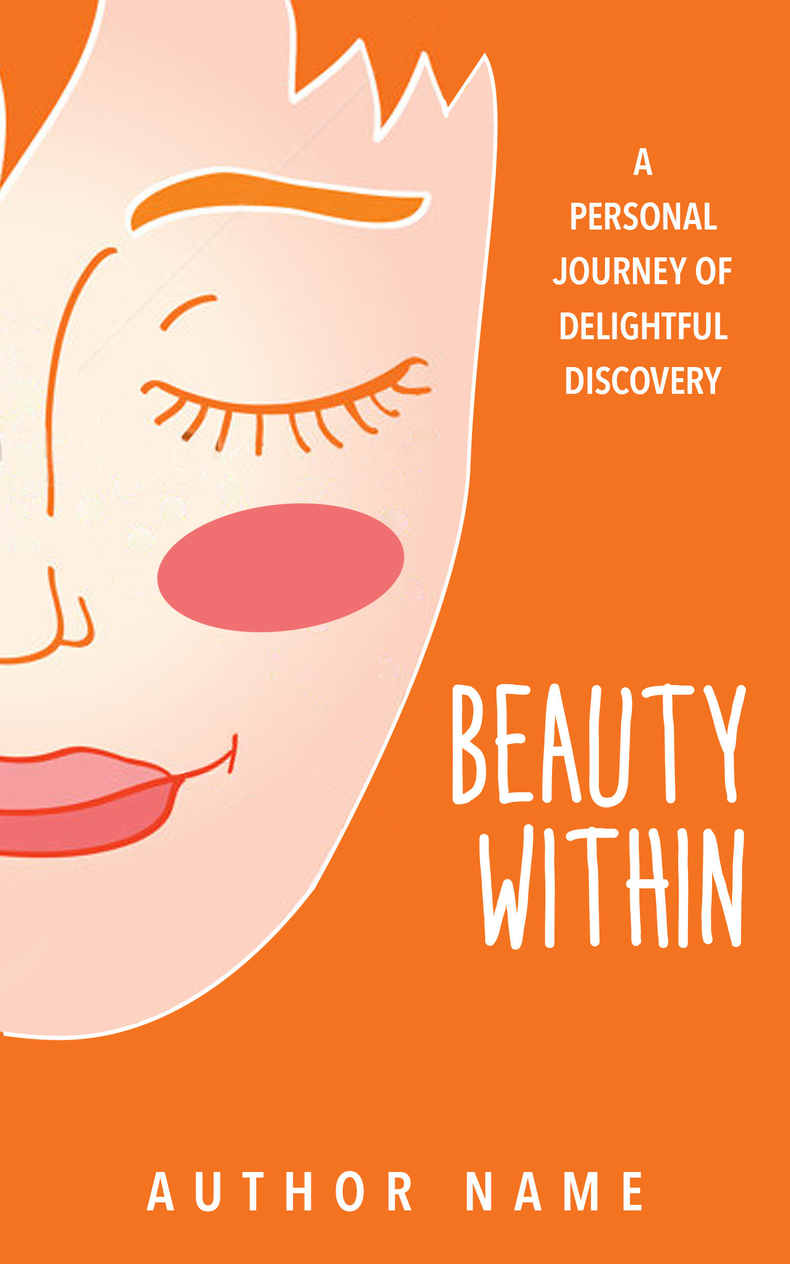 Hand-drawn illustration of half a woman's face on an orange background