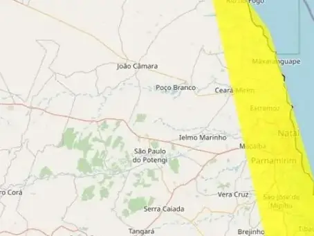 Inmet emite alerta de chuvas para Natal e outras 22 cidades do RN