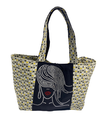 Crystal Swoop Black, Grey, Yellow, & White 2 sided Tote