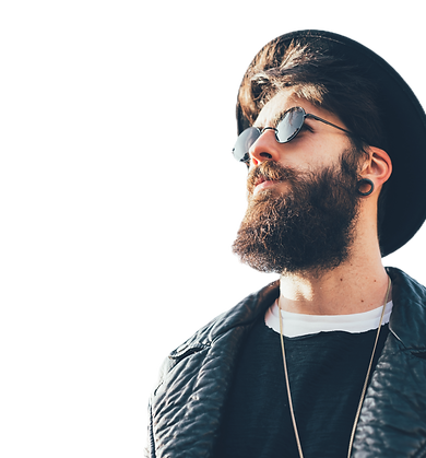Bearded Hipster with Hat and Sunglasses_