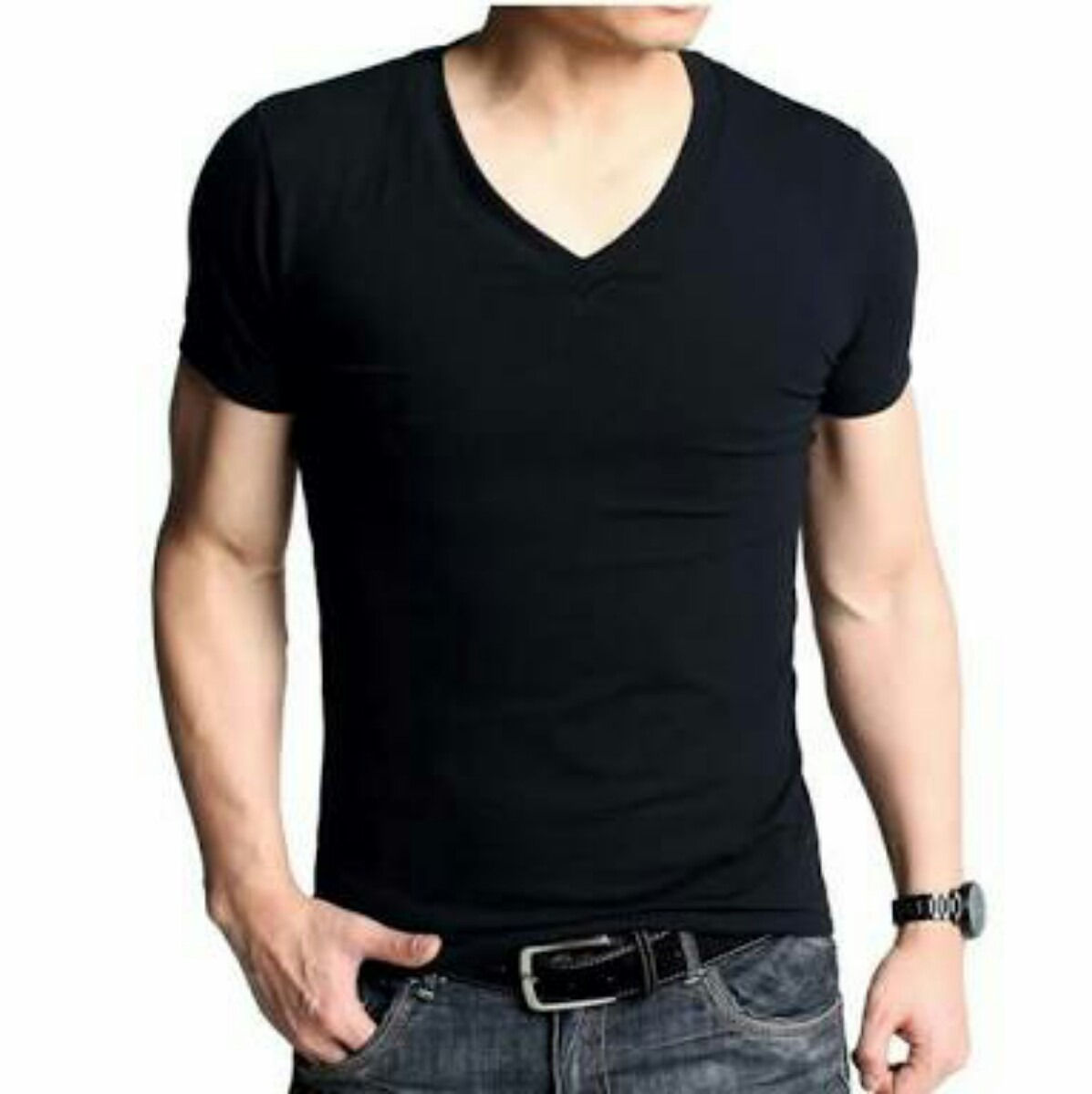 Polo cuello V Elegance color Negro