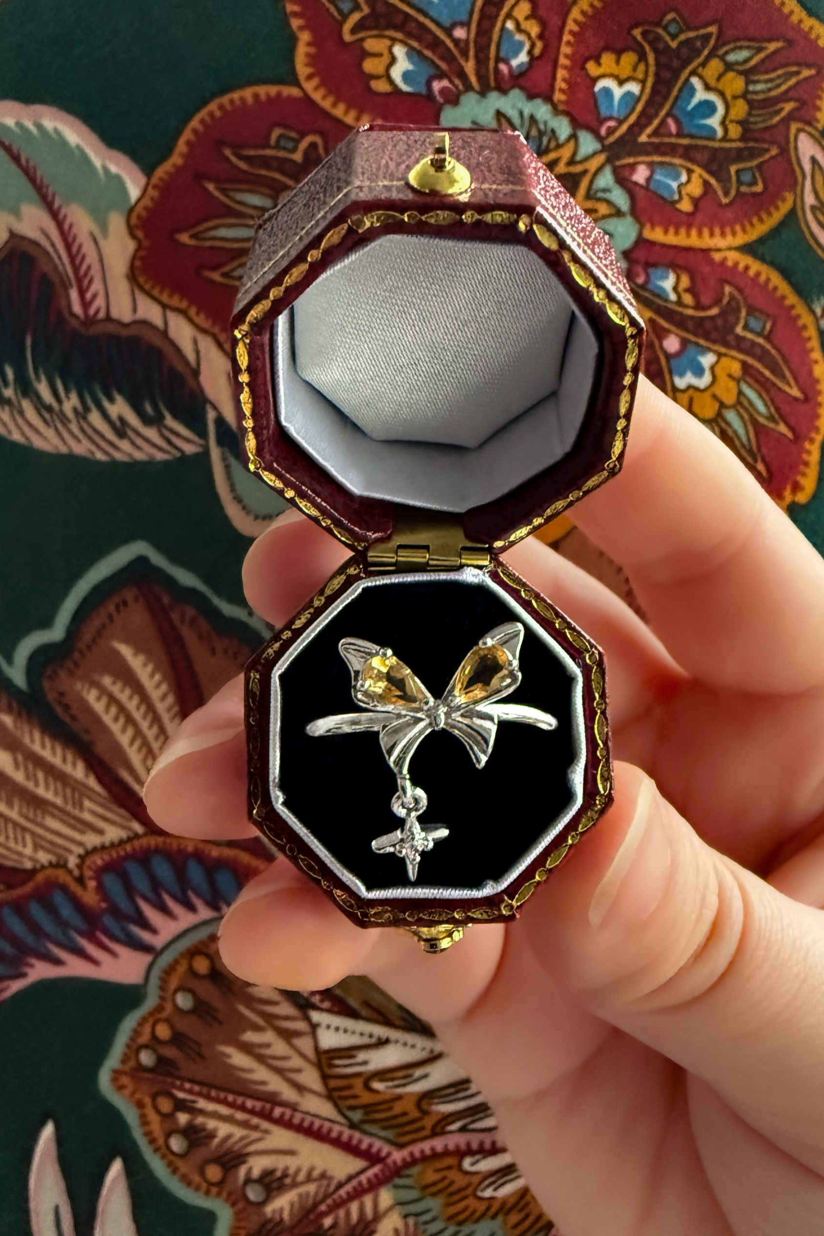 Citrin ring | med Moissanit