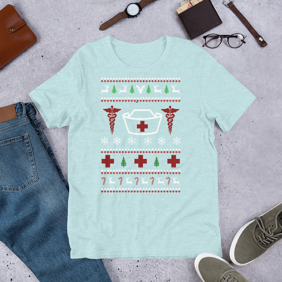 Thumbnail: Nurse Christmas Ugly Sweater Graphic Tee Short-Sleeve T-Shirt
