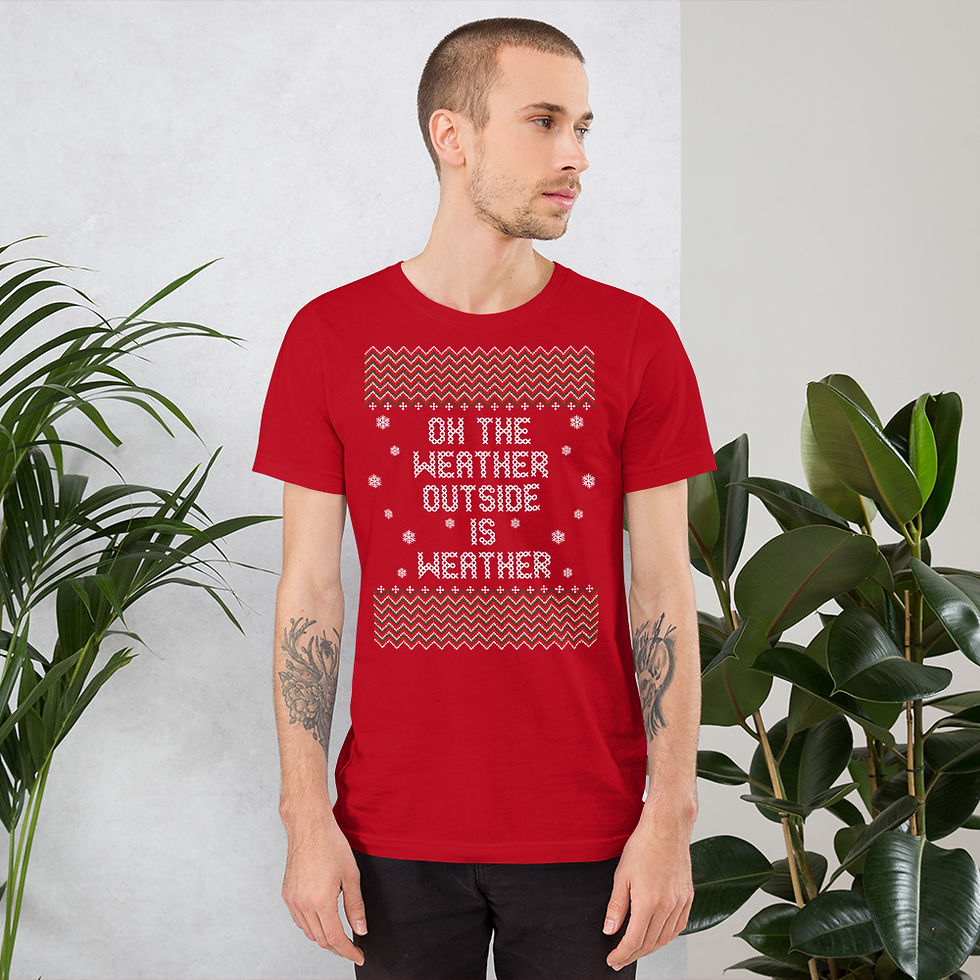 Thumbnail: Oh The Weather Outside Christmas Ugly Sweater Graphic Tee Short-Sleeve T-Shirt