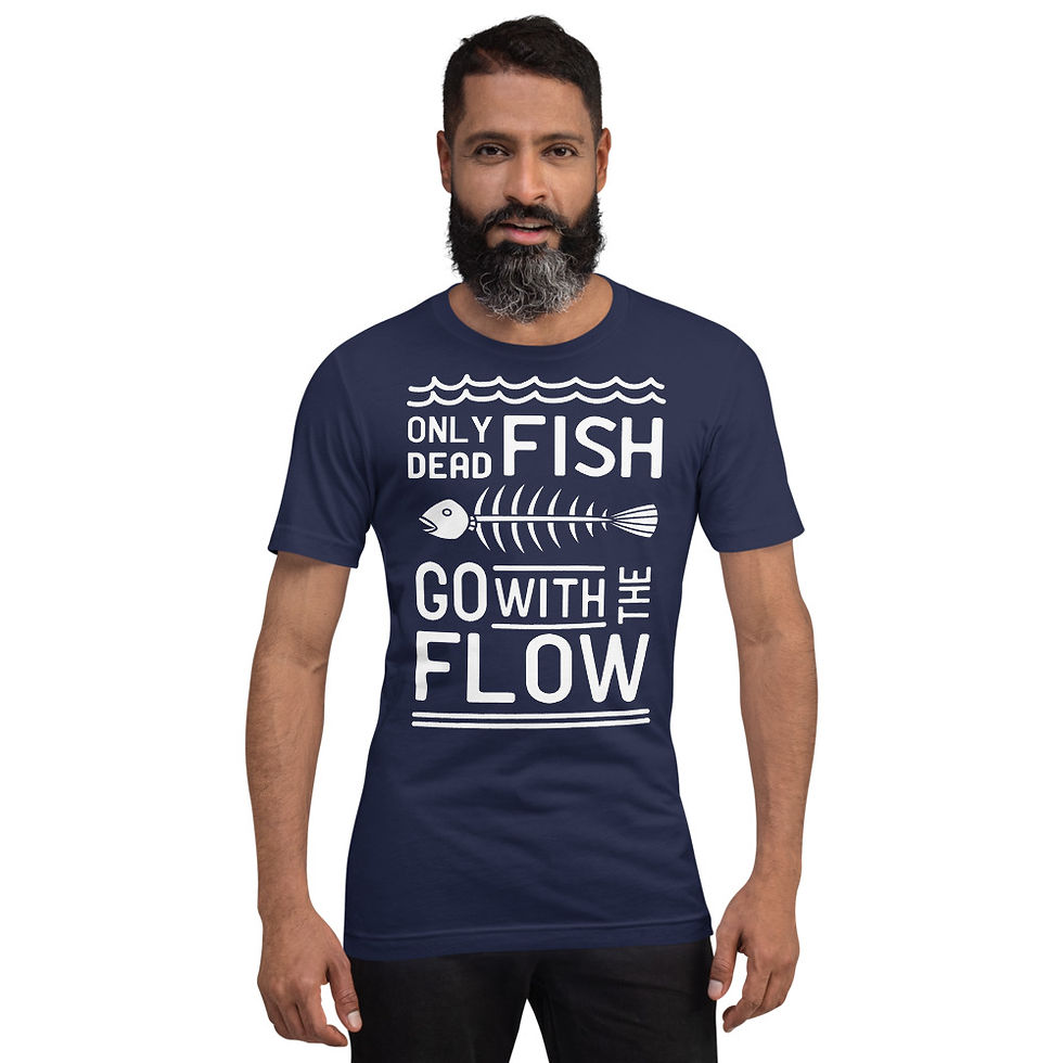 Thumbnail: Only-dead-fish-go-with-the-flow-Short-Sleeve Graphic T-Shirt