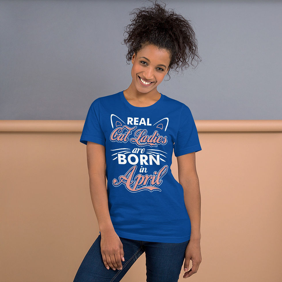 Thumbnail: Real-Cat-Ladies-Are-Born-In-April-Short-Sleeve Graphic T-Shirt