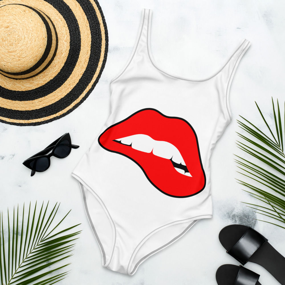Bitten_Lip_One-Piece Swimsuit Graphic tees