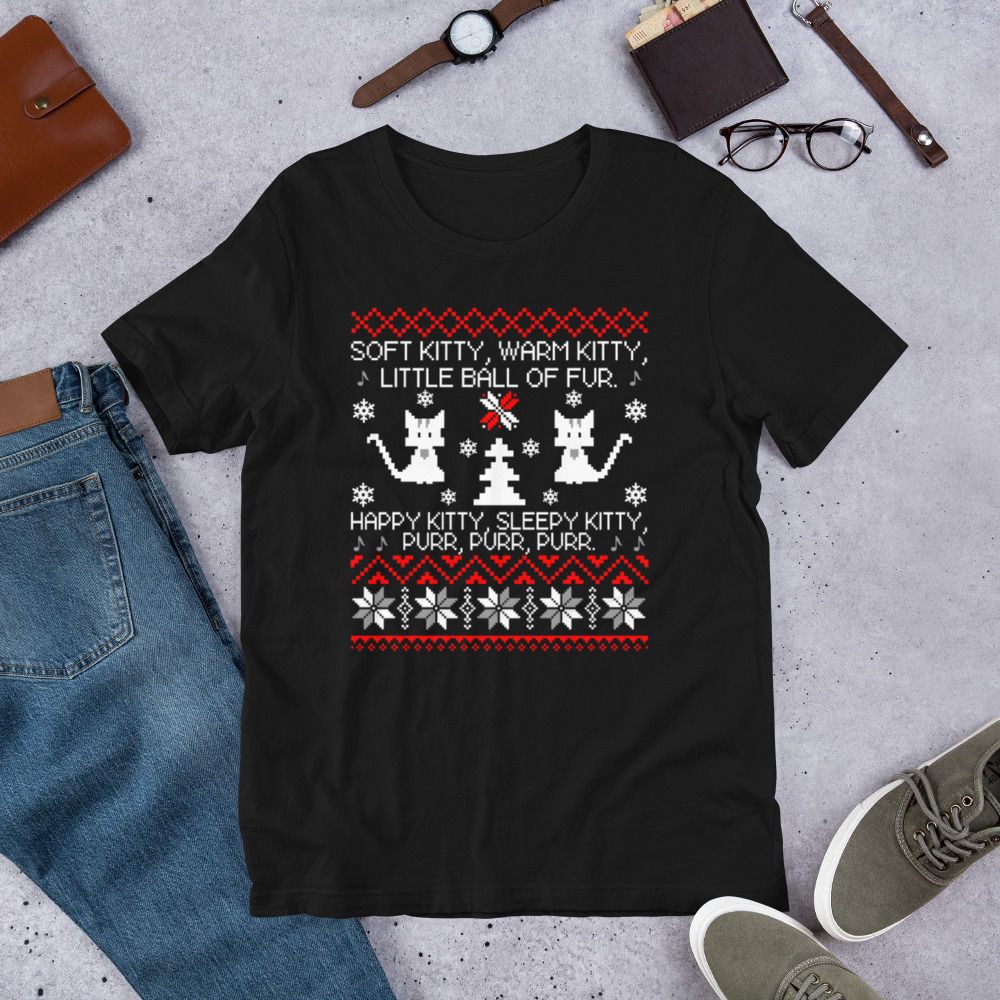 Ugly-Christmas-sweater-for-kitty-lover Short-Sleeve Graphic T-Shirt