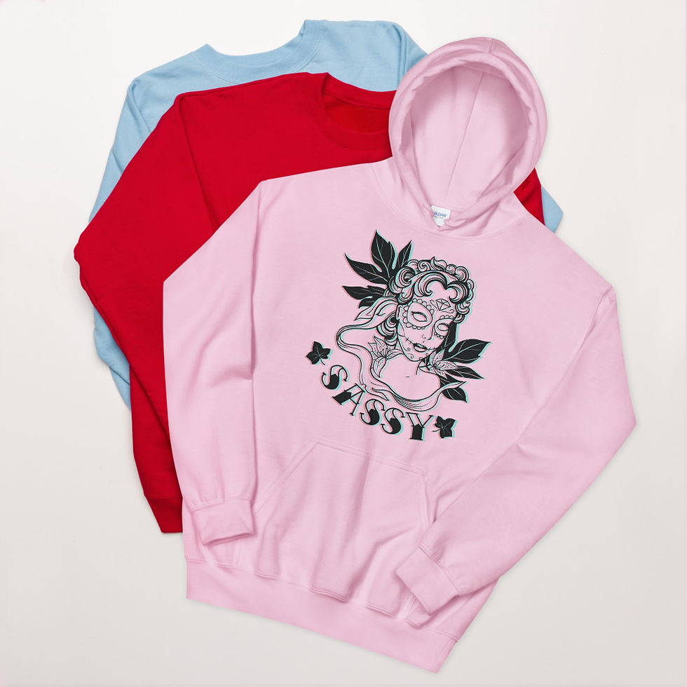 Thumbnail: Dia de Muerte Skull 738-(5) Sassy Hoodie