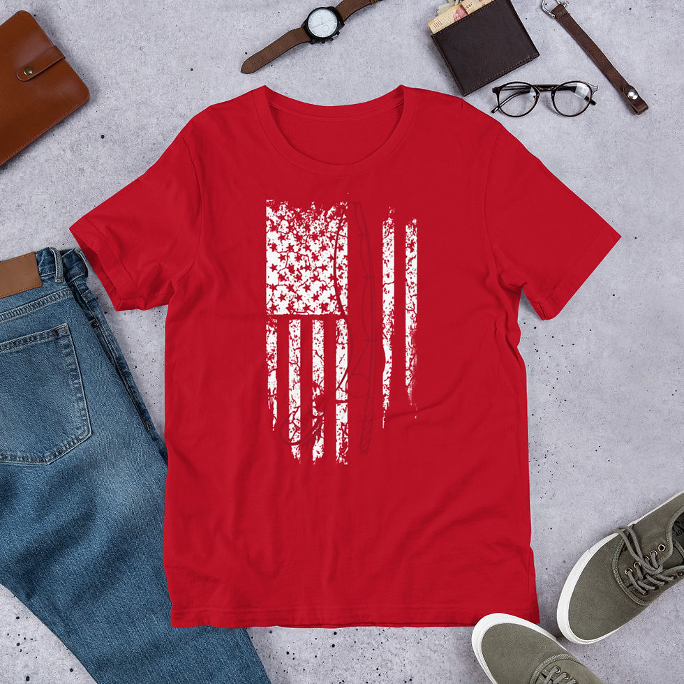 Thumbnail: Red-Fish-Flag-Fishing-Short-Sleeve Graaphic T-Shirt