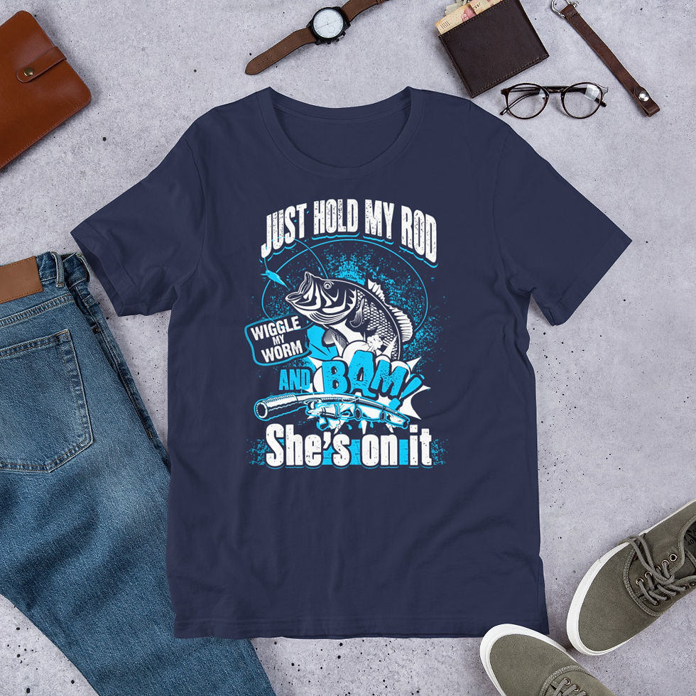 Thumbnail: She-is-On-It-Fishing Short-Sleeve Graphic T-Shirt