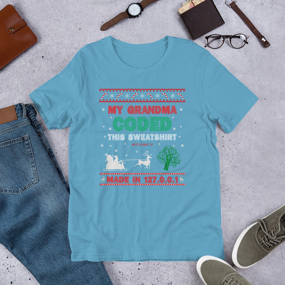 Thumbnail: "Grandma Coded This" Ugly Christmas Sweater Graphic Tee Short-Sleeve T-Shirt