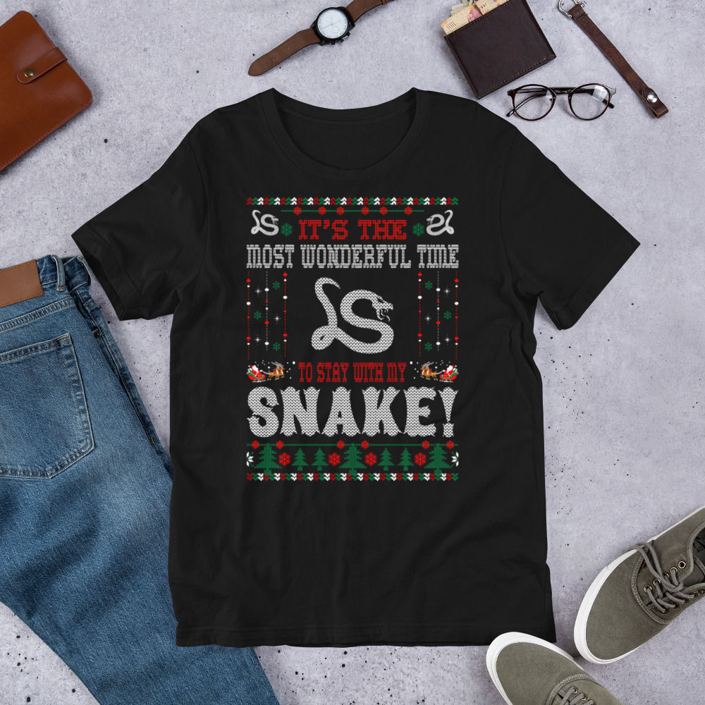 Wonderful-Time-With-Snake-Christmas-Ugly-Sweater-Short-Sleeve Graphic T-Shirt