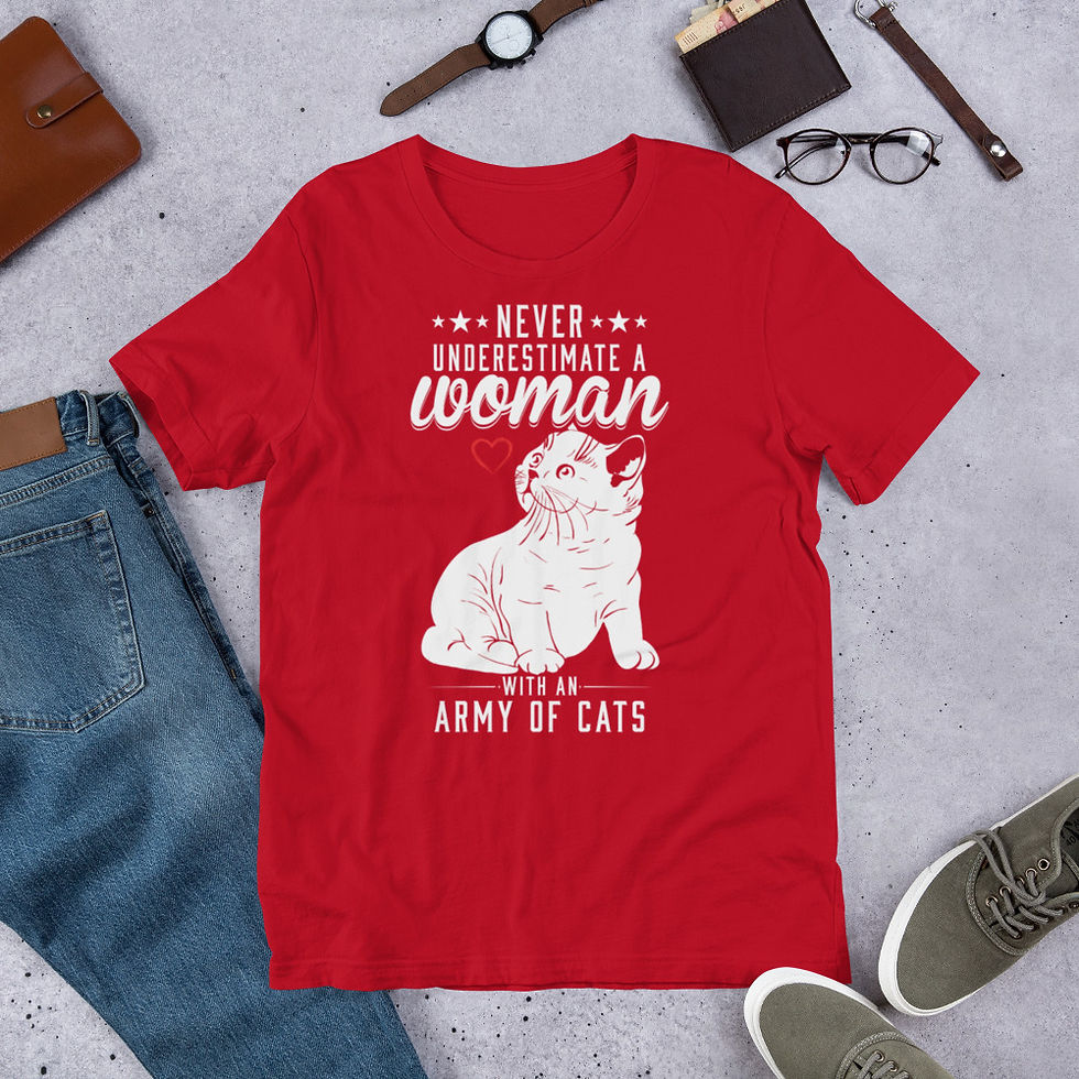 Thumbnail: Woman-with-an-army-of-cats Short-Sleeve Graphic T-Shirt