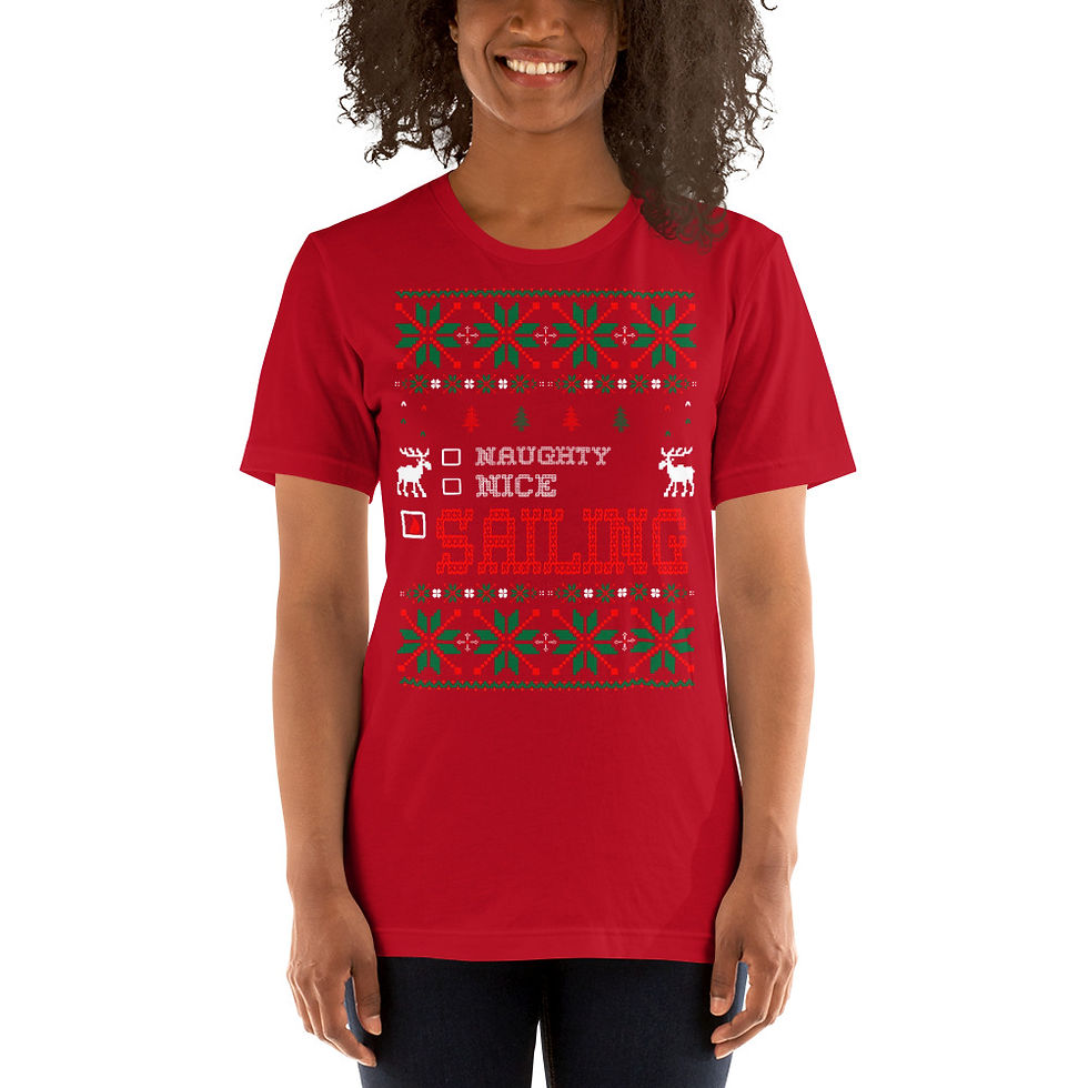 Thumbnail: Sailing Christmas Ugly Sweater Graphic Tee Short-Sleeve T-Shirt