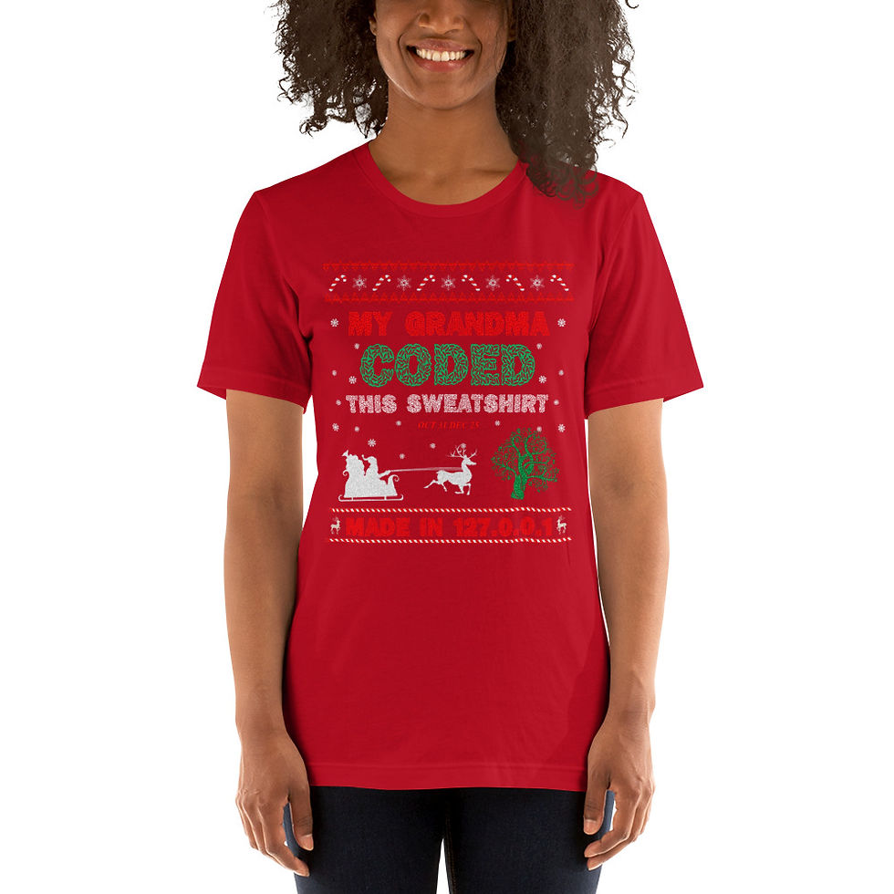 Thumbnail: "Grandma Coded This" Ugly Christmas Sweater Graphic Tee Short-Sleeve T-Shirt