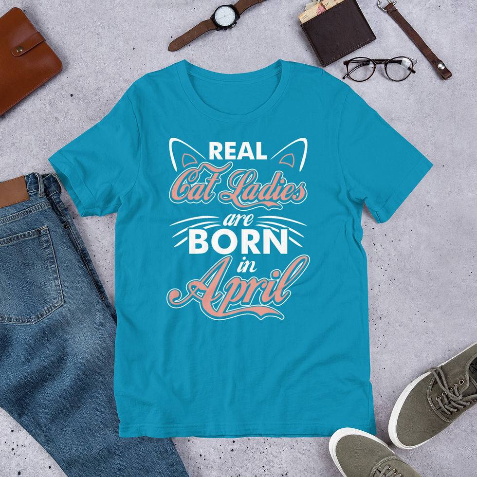Thumbnail: Real-Cat-Ladies-Are-Born-In-April-Short-Sleeve Graphic T-Shirt