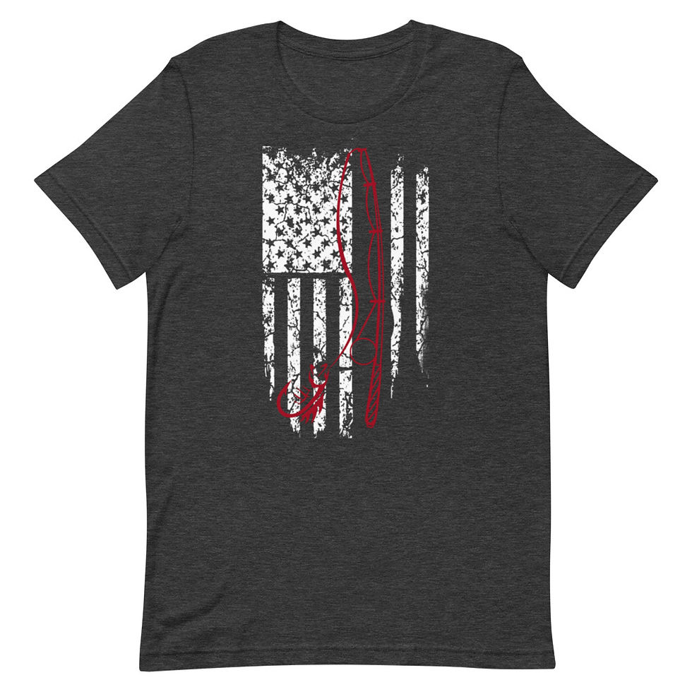 Thumbnail: Red-Fish-Flag-Fishing-Short-Sleeve Graaphic T-Shirt